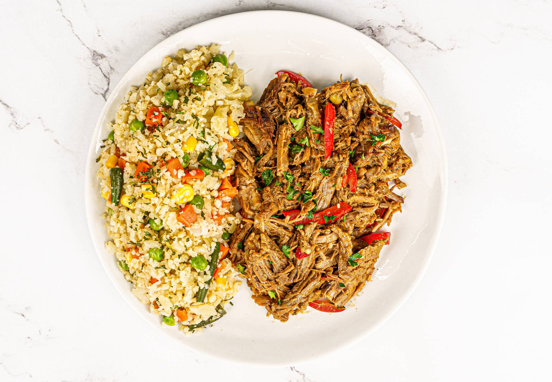 48. Ropa Vieja / Arroz Coli a la Primavera (Low Carb)