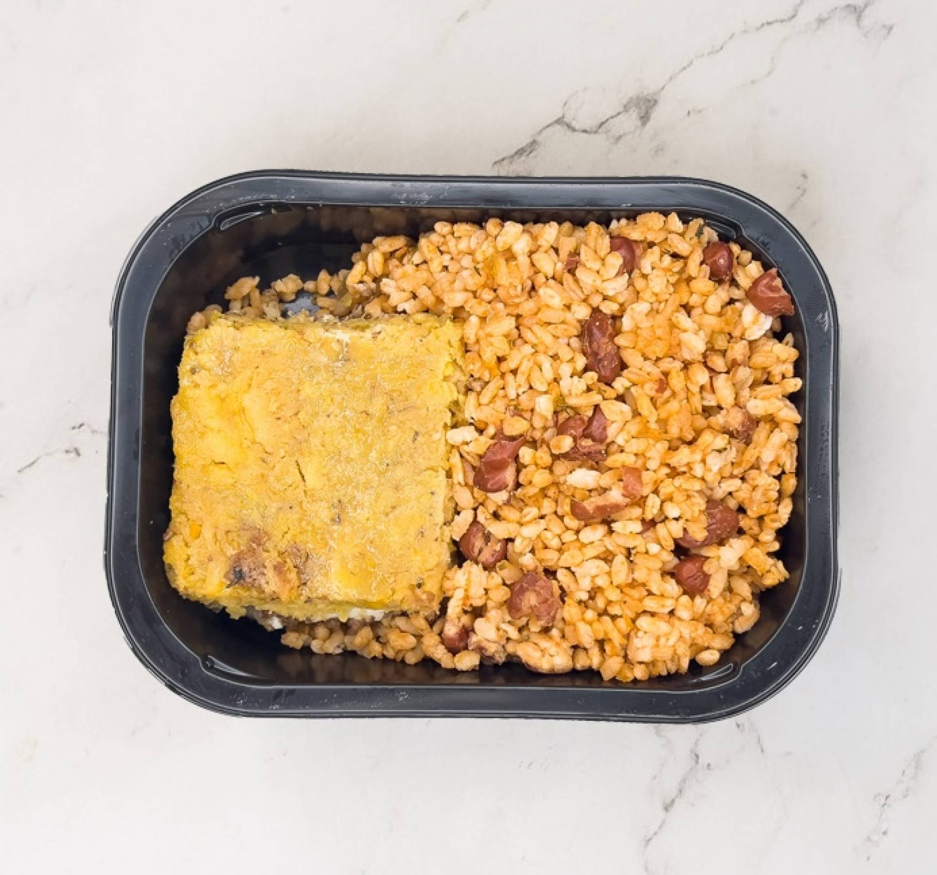 90. Pastelon de Amarillos de Res con Arroz Mamposteado