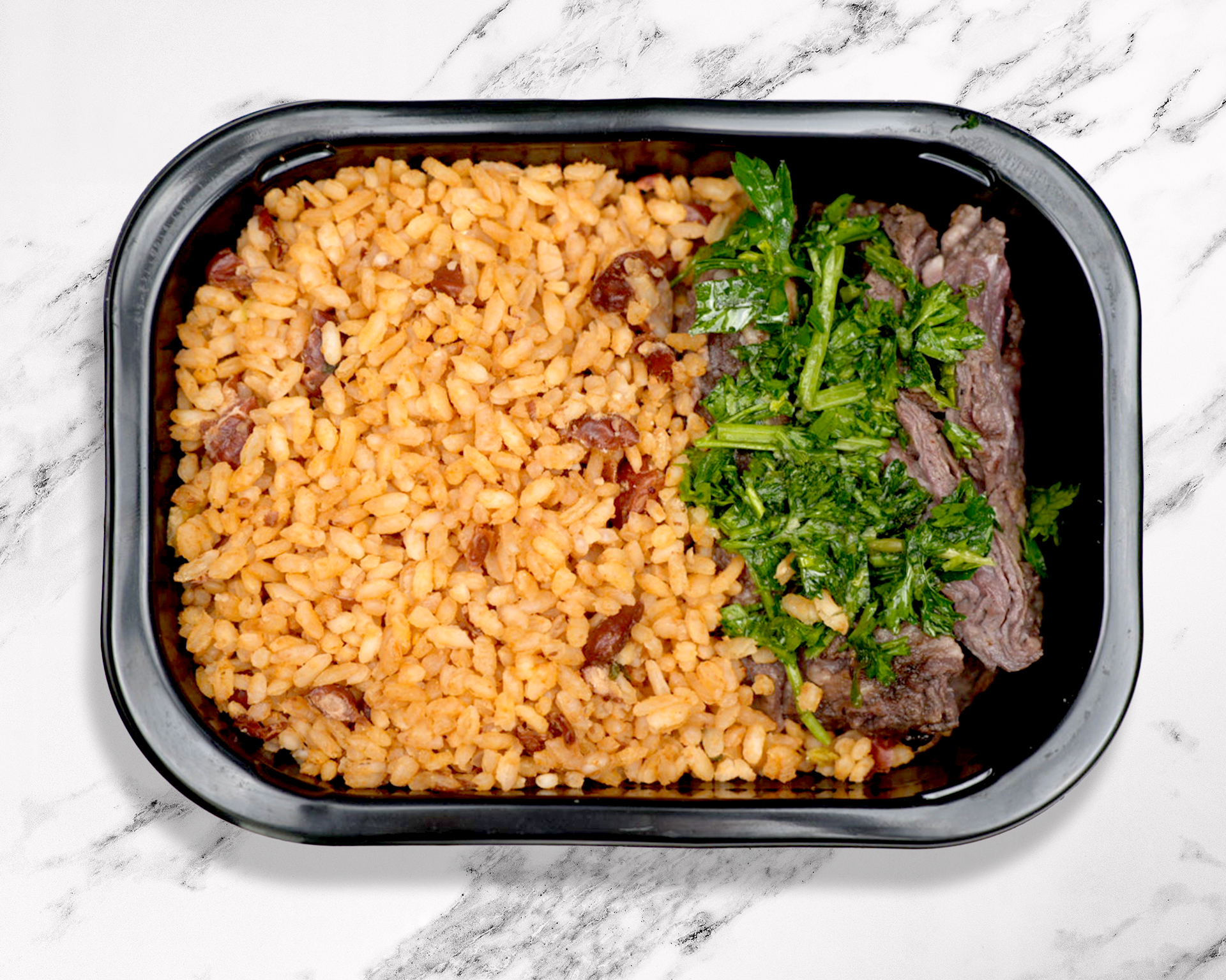 91. Churrasco con Chimichurri con Arroz Mamposteado